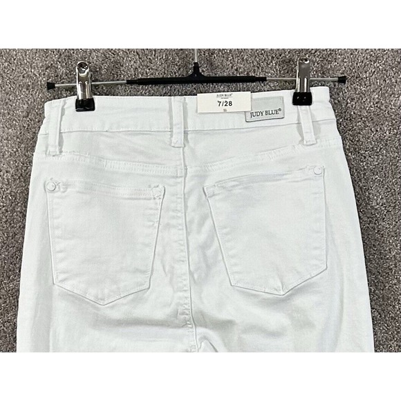 Judy Blue Jeans Womens Junior 7/28 White Distressed Skinny Actual 28X27 Ankle - Picture 4 of 12